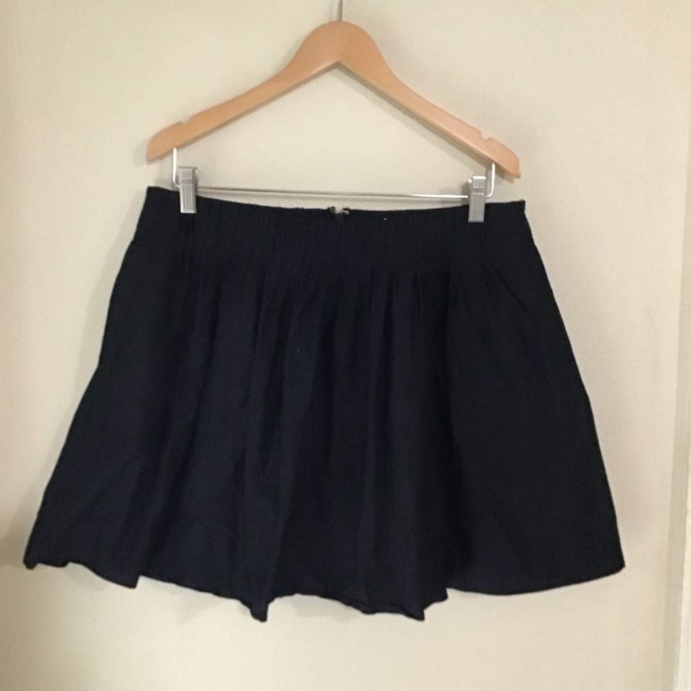 Banana republic black pleated paper bag waist 100% cotton miniskirt size 12